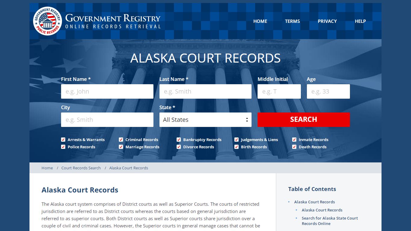 Online Alaska Court Records